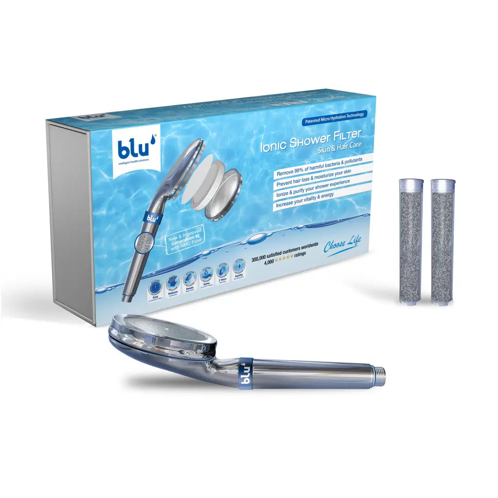 blu Ionic Shower Filter Handheld Original Chrome box