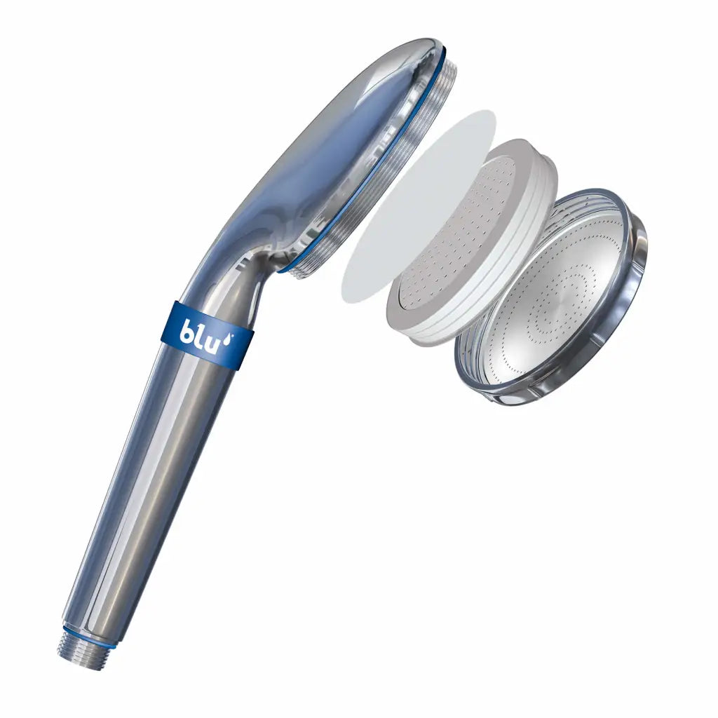 blu Ionic Shower Filter Handheld Original Chrome opened side