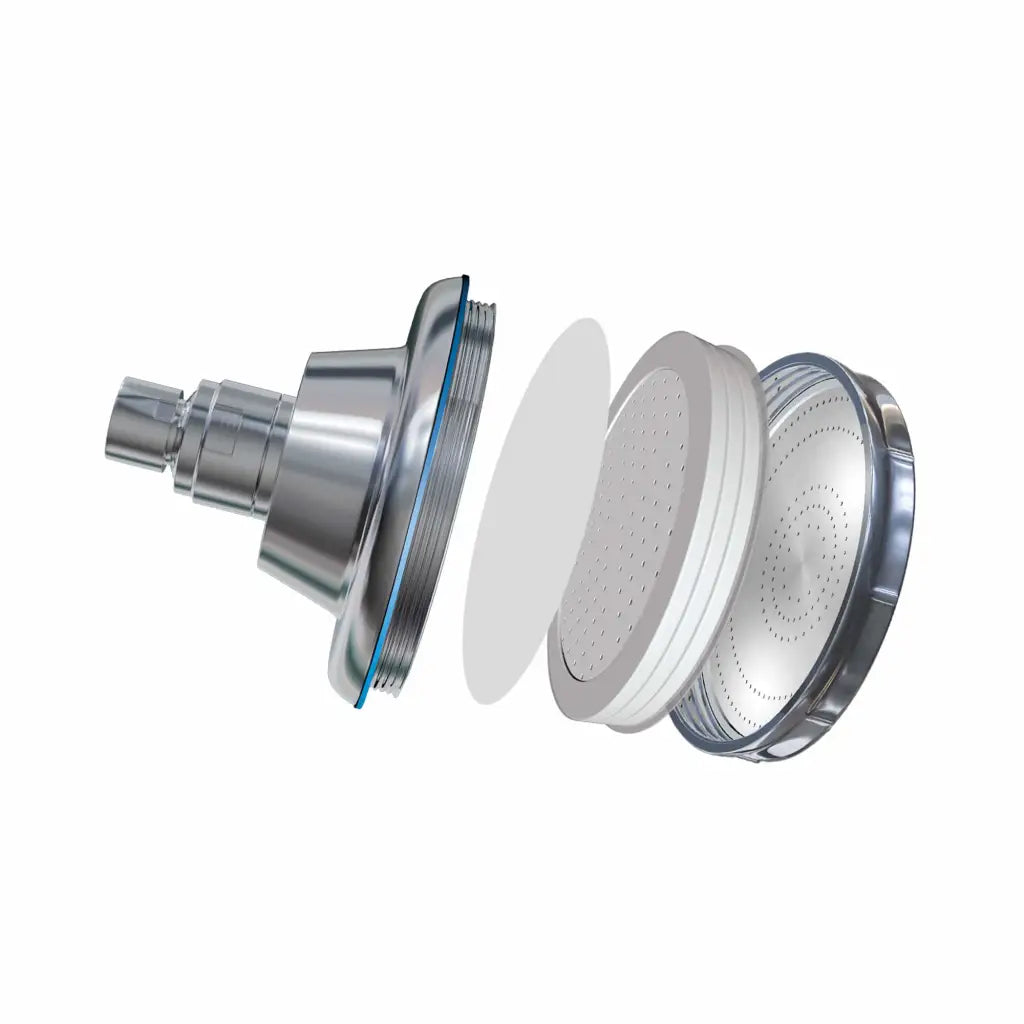 blu Ionic Shower Filter Wall Mount Original Chrome opened side